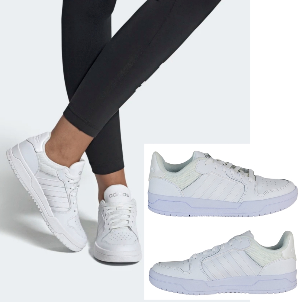 New Adidas womens entrap leather mesh white silver basketball sneakers size 8.5